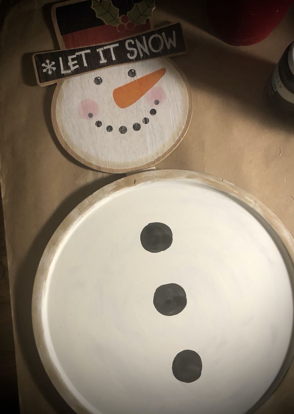 Snowman pizza pan diy 05