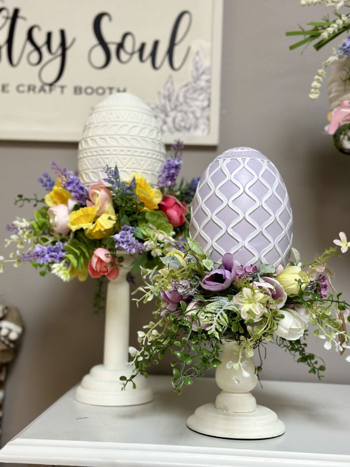 Easter egg pedestal with florals