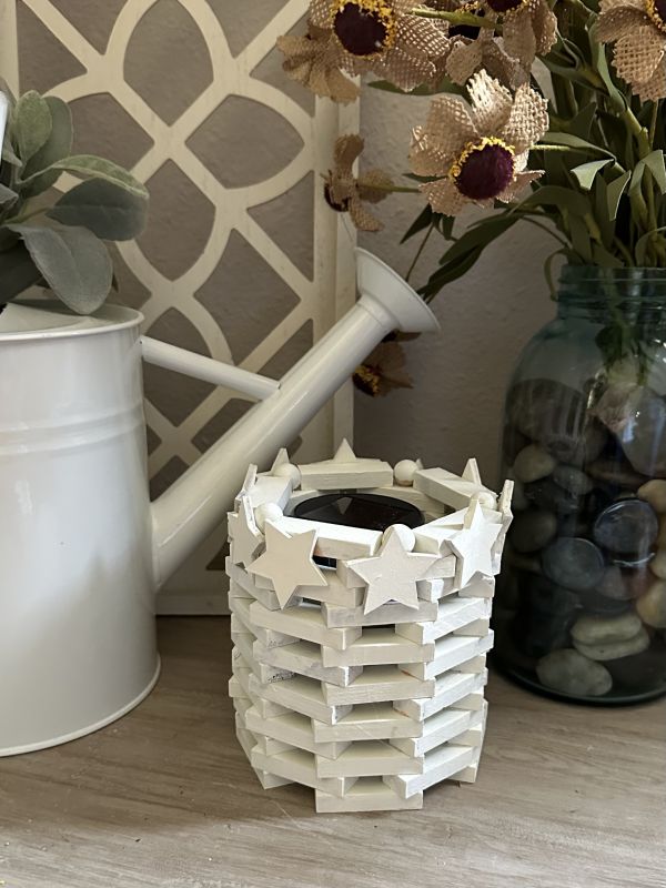 Dollar Tree Jenga block candleholder