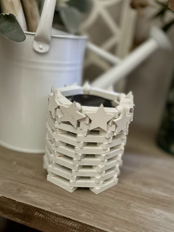 Dollar Tree Jenga block candleholder