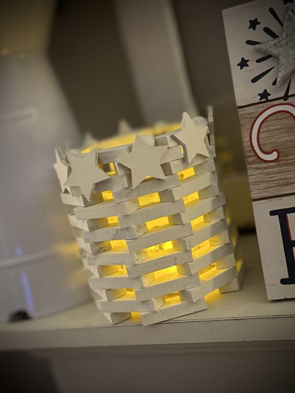 Dollar Tree Jenga block candleholder