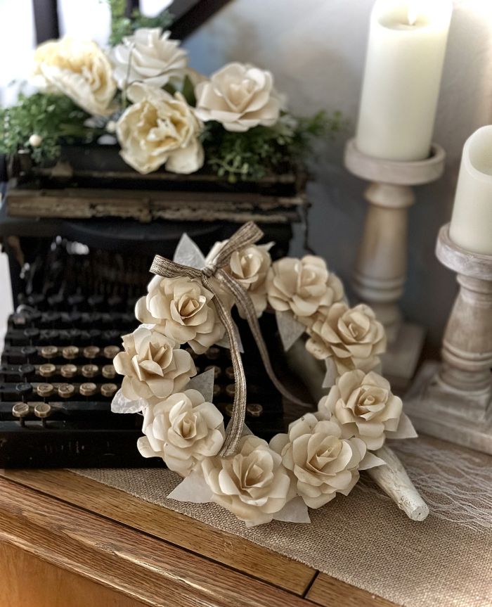 paper rose wreath
